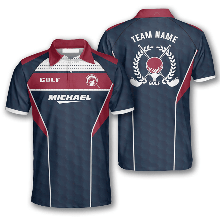 Frenzidea Golf Patriotic Red Blue Personalized Name, Team Name Polo Shirt