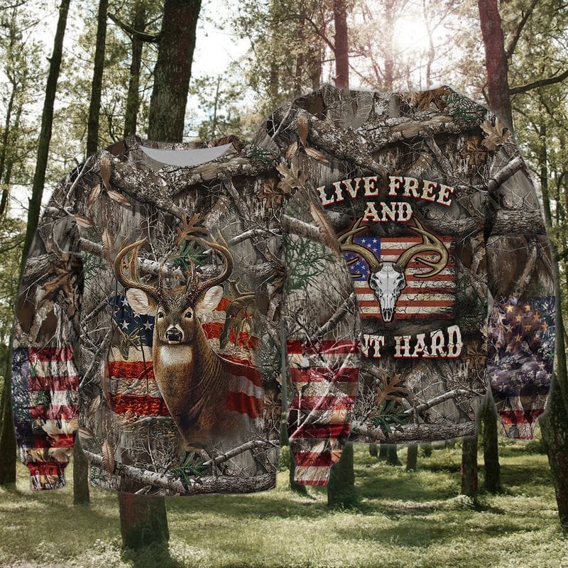 Frenzidea USA Flag Deer Hunting All Over Printed 3D Shirts
