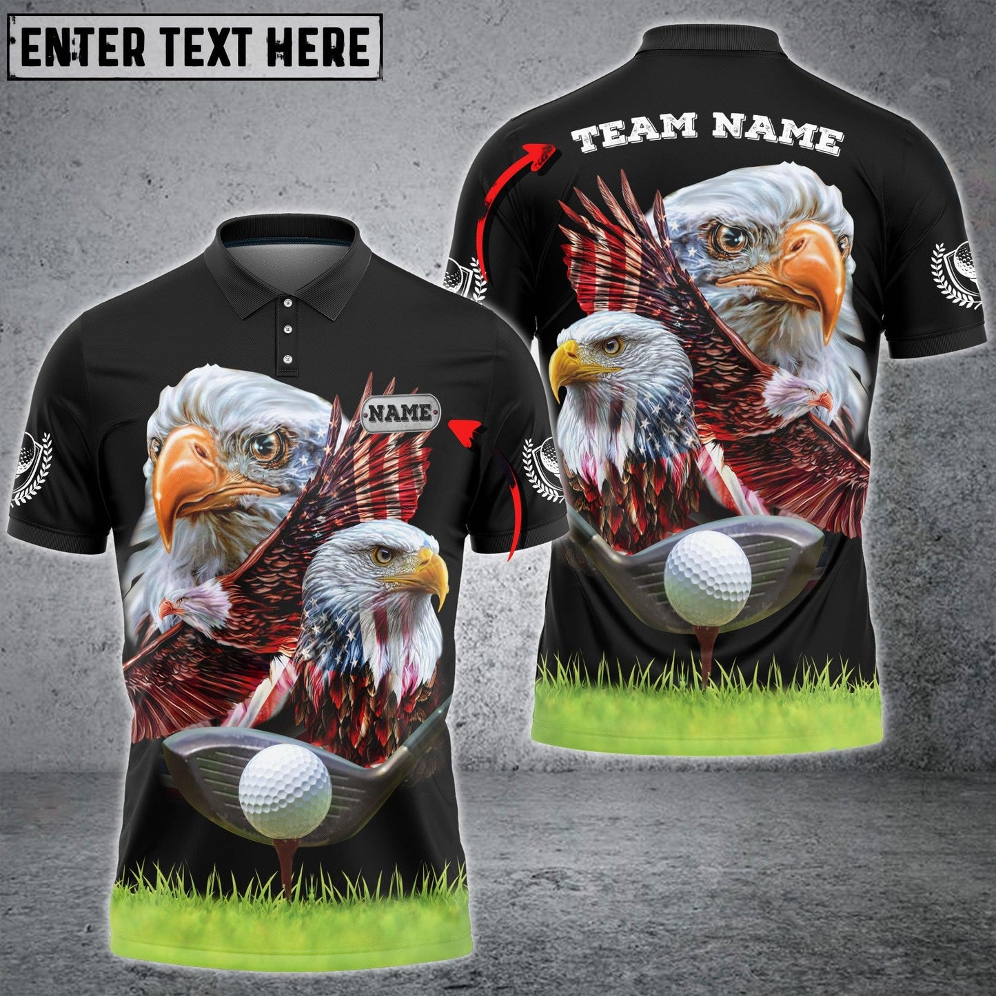 Frenzidea Golf American Eagles Pride Customized Name, Team Name 3D Shirts
