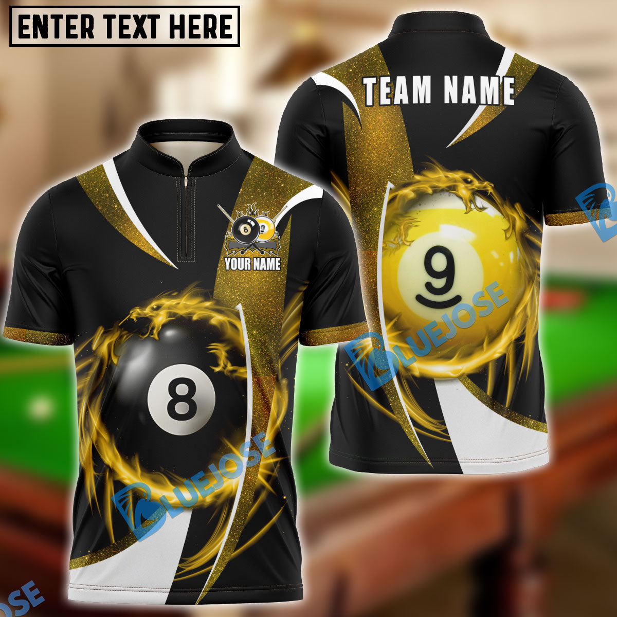 Frenzidea Billiards Ball 8 And 9 Wind Blade Personalized Name, Team Name Unisex Shirt ( 6 Colors )