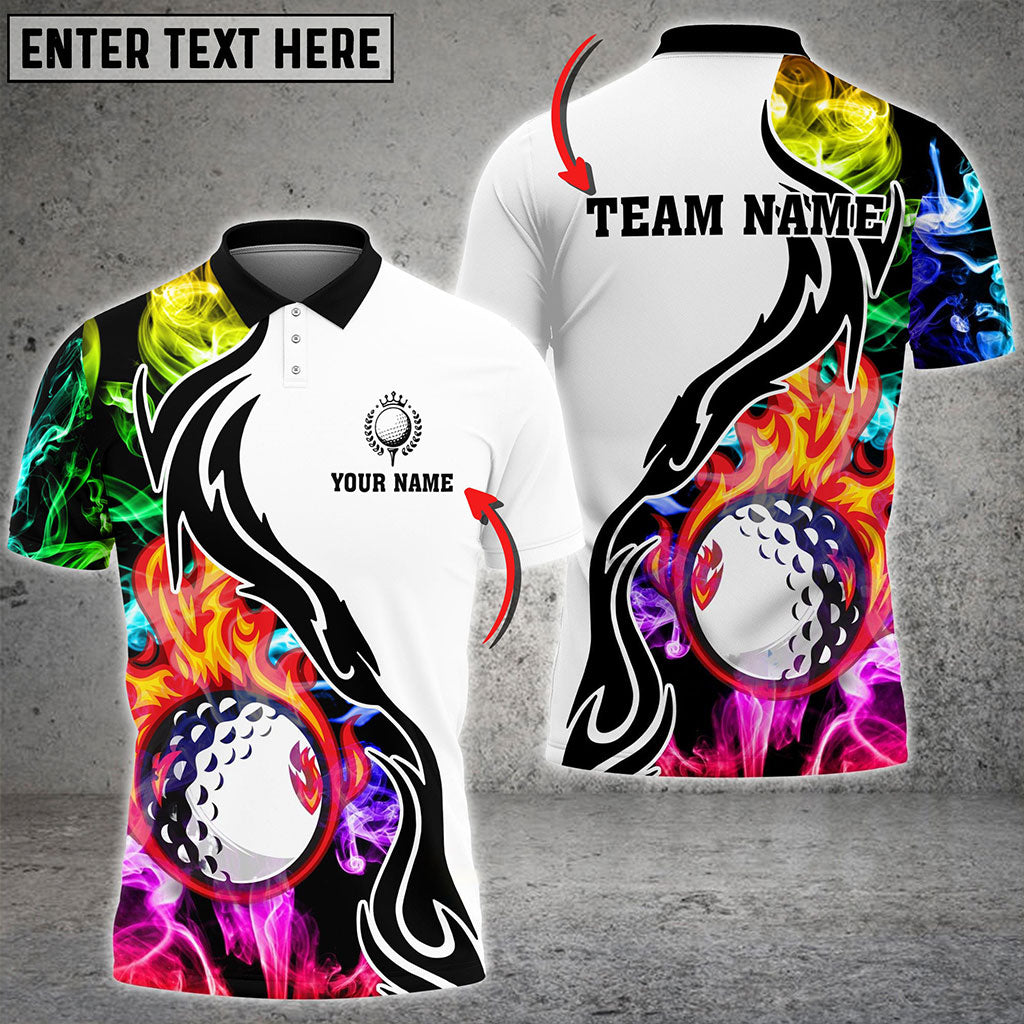 Frenzidea Golf Fireball Smoke Pattern Personalized Name, Team Name 3D Shirt