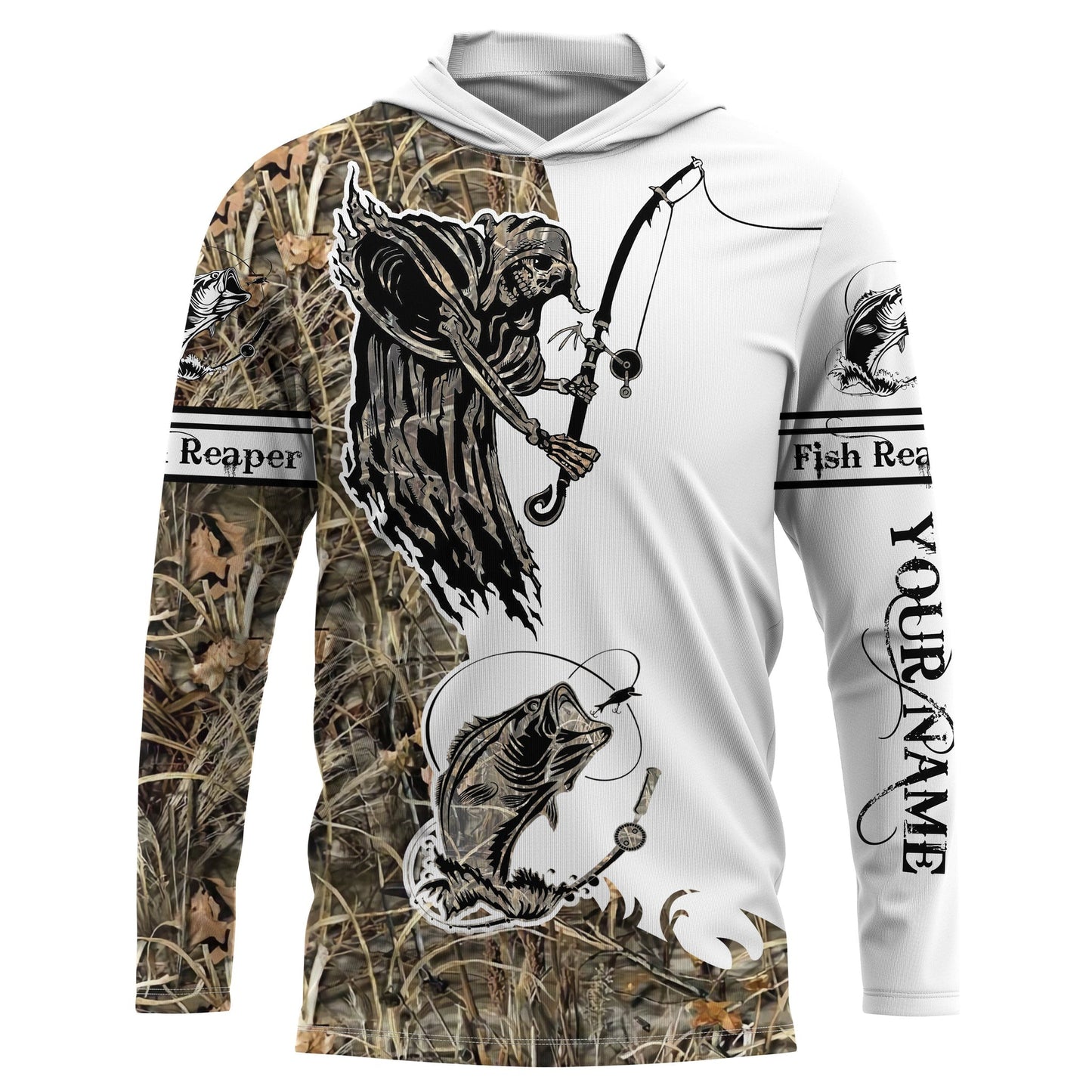 Frenzidea Bass Fishing Reaper Lake Camo Customize Name Long Sleeve