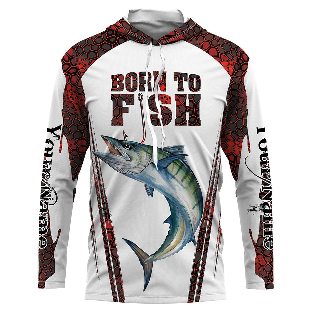 Frenzidea "Born To Fish" King Mackerel Fishing Red Camo Custom 3D Long Sleeve Fishing Shirts