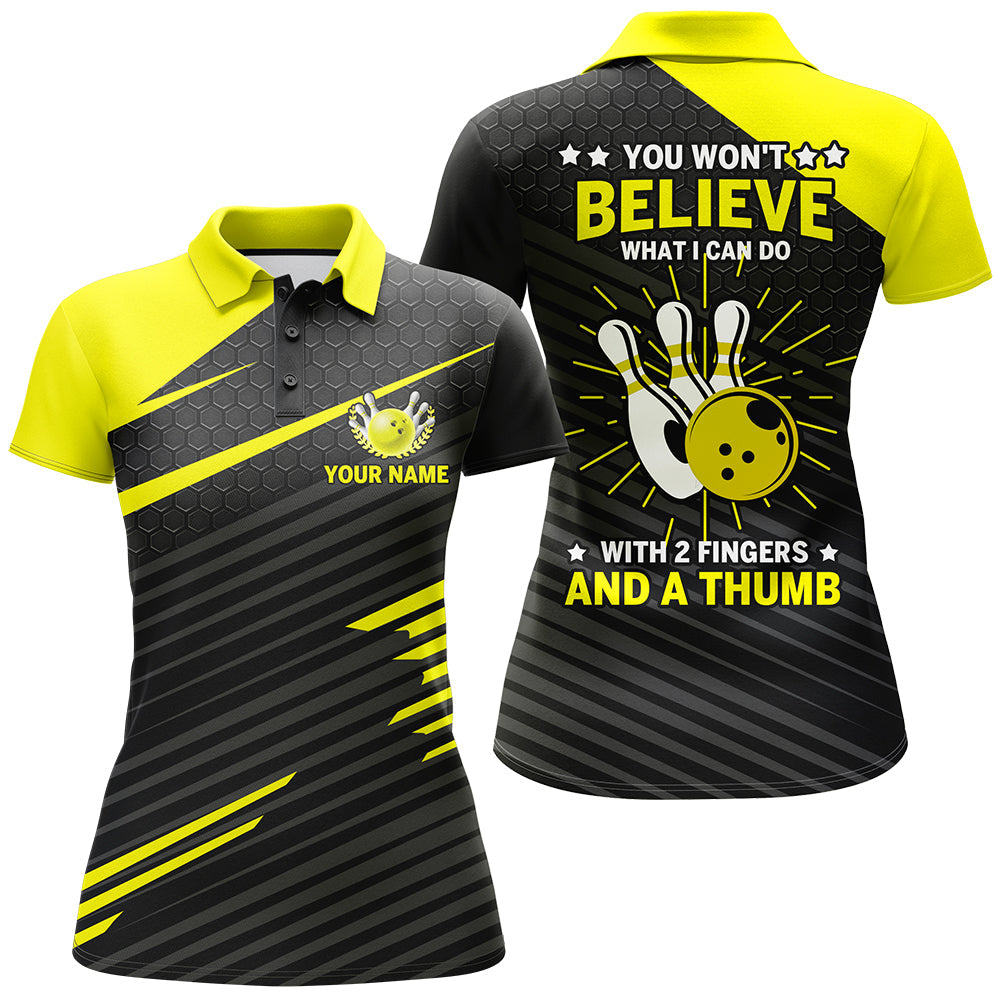 Frenzideas Yellow & Black Customized Name All Over Printed Shirt For Women