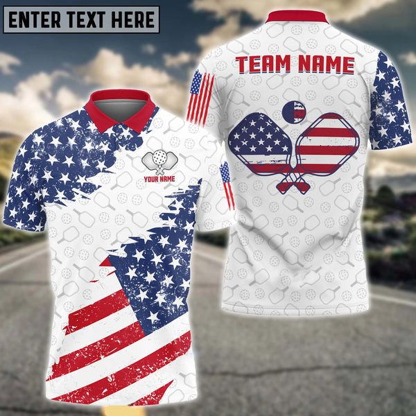 Frenzidea Pickleball American Flag Personalized Name, Team Name Unisex Shirt