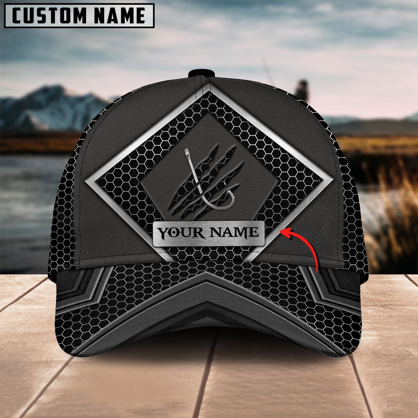 Frenzidea Personalized Black Fishing Cap