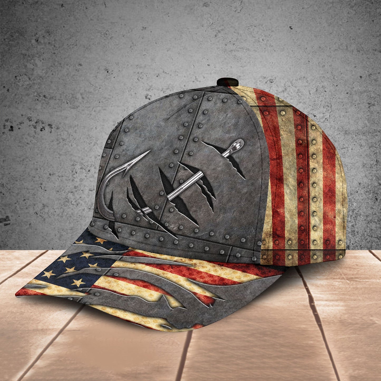 Frenzidea Fishing hat United States Hook print Cap