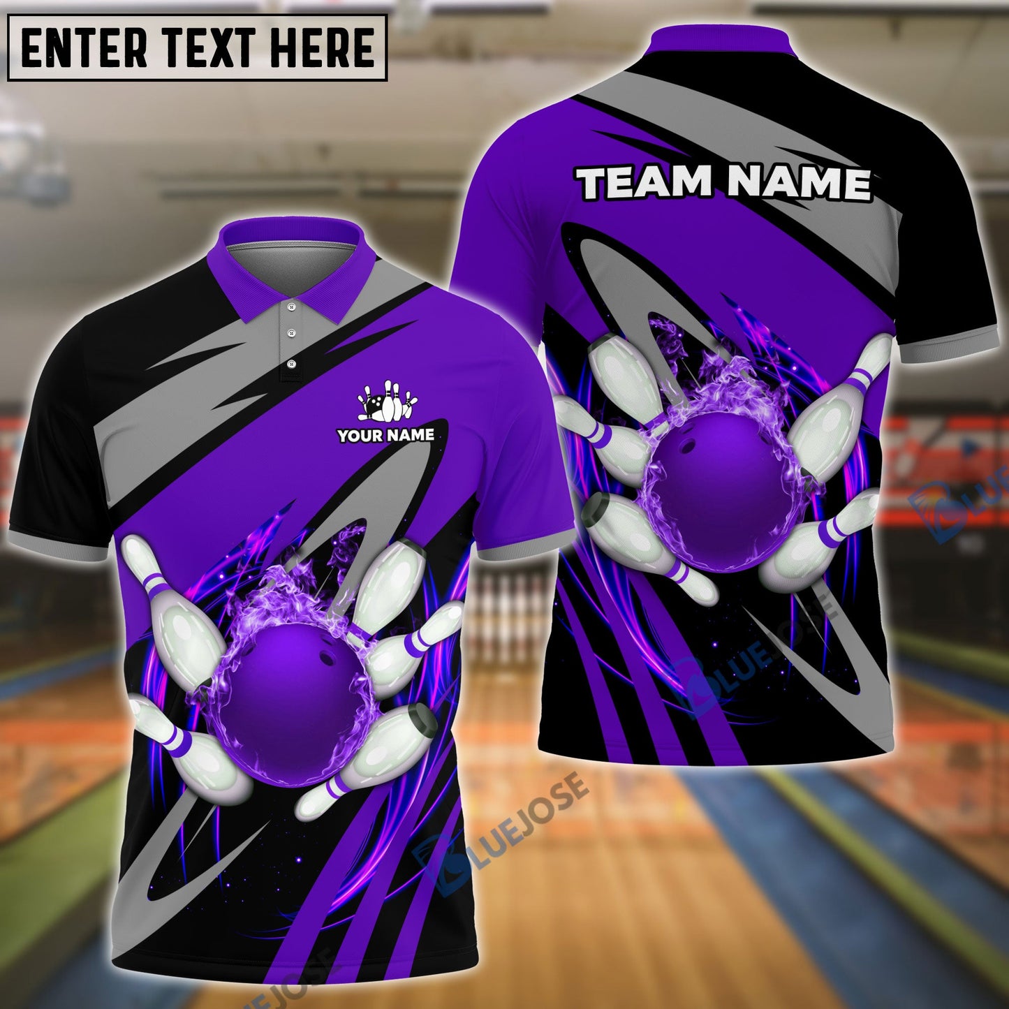 Frenzideas Vortex Bowling And Pins Customized Name, Team Name 3D Shirt (4 Colors)