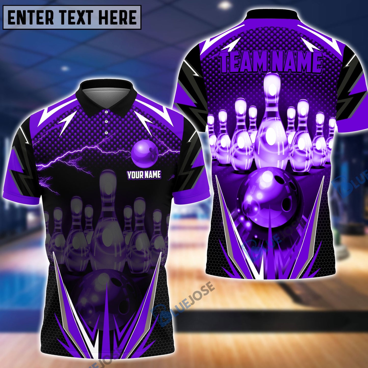 Frenzideas Thunder Bowling and Pins Multicolor Personalized Name Team Name 3D Shirt (6 Colors)