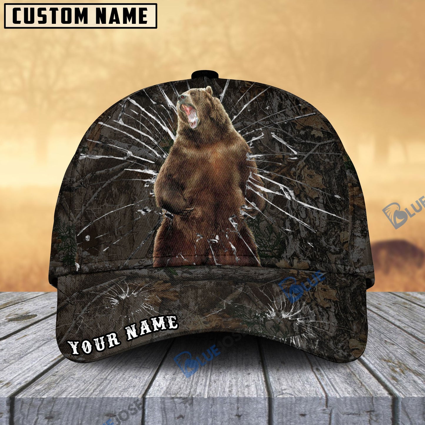 Frenzidea Bear Hunting Broken Pattern Personalized Cap