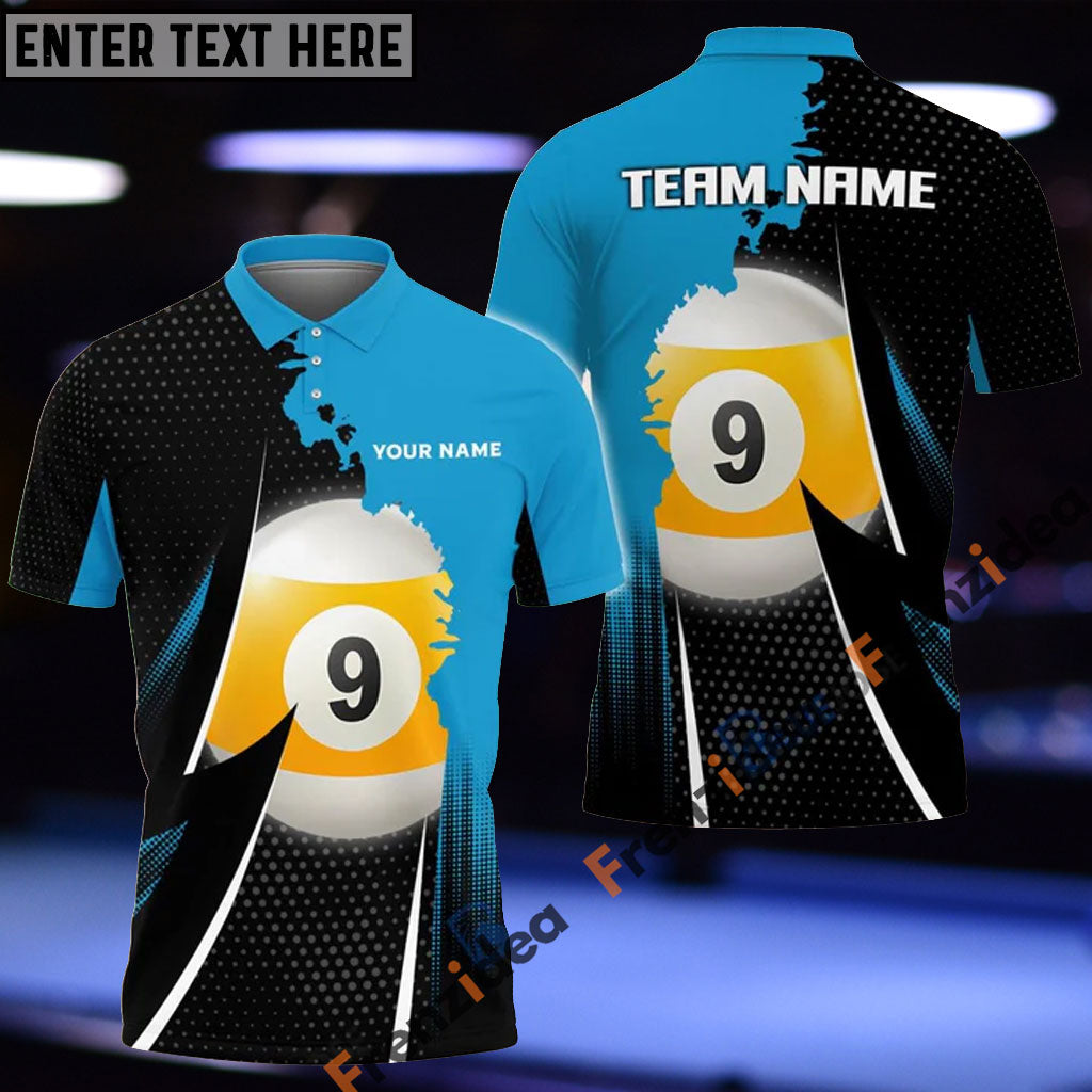 Frenzidea 9Ball Billiards Blue Personalized Name, Team Name Unisex Shirt