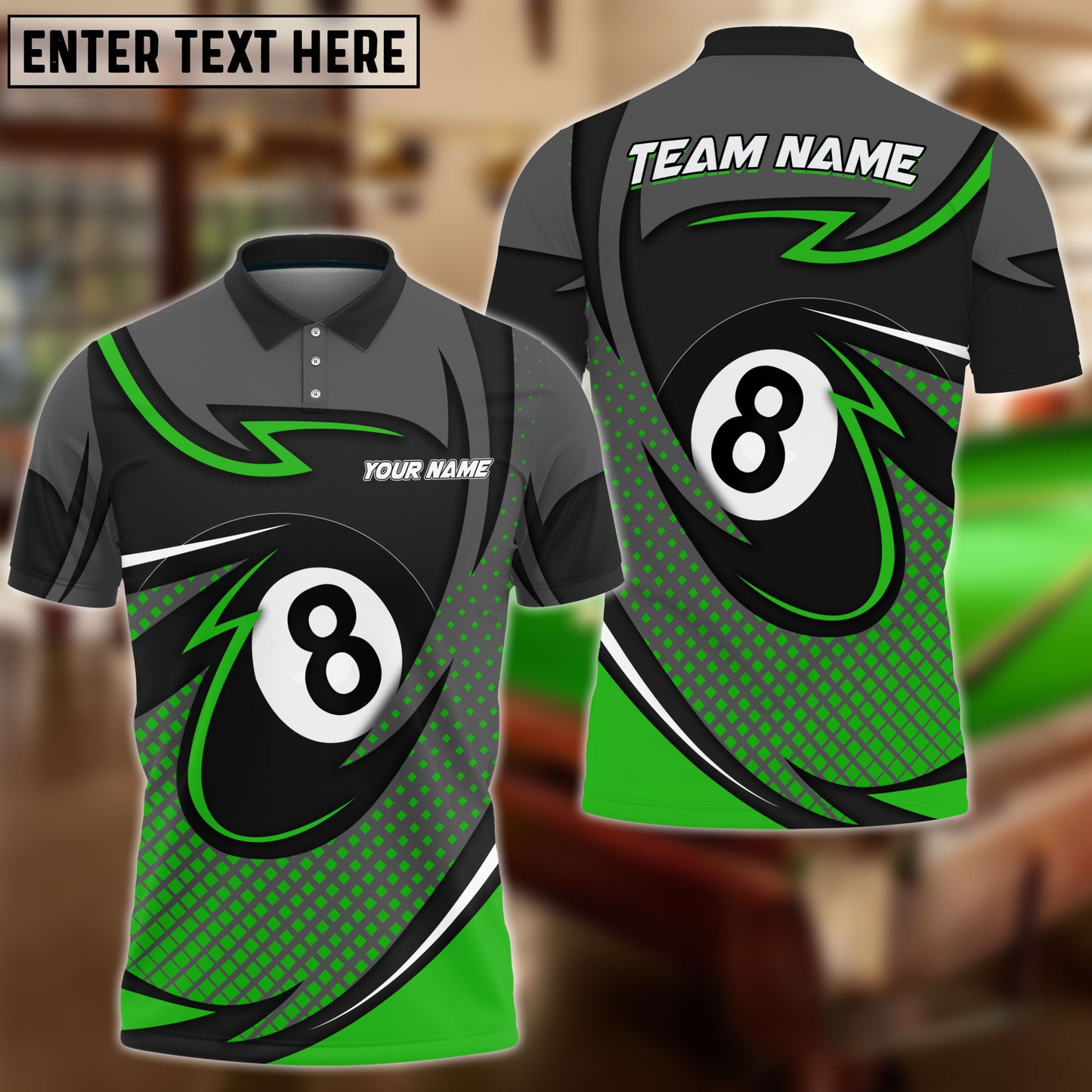 Frenzidea Billiards 8 Ball Pool Personalized Name, Team Name Unisex Shirt ( 6 Colors )