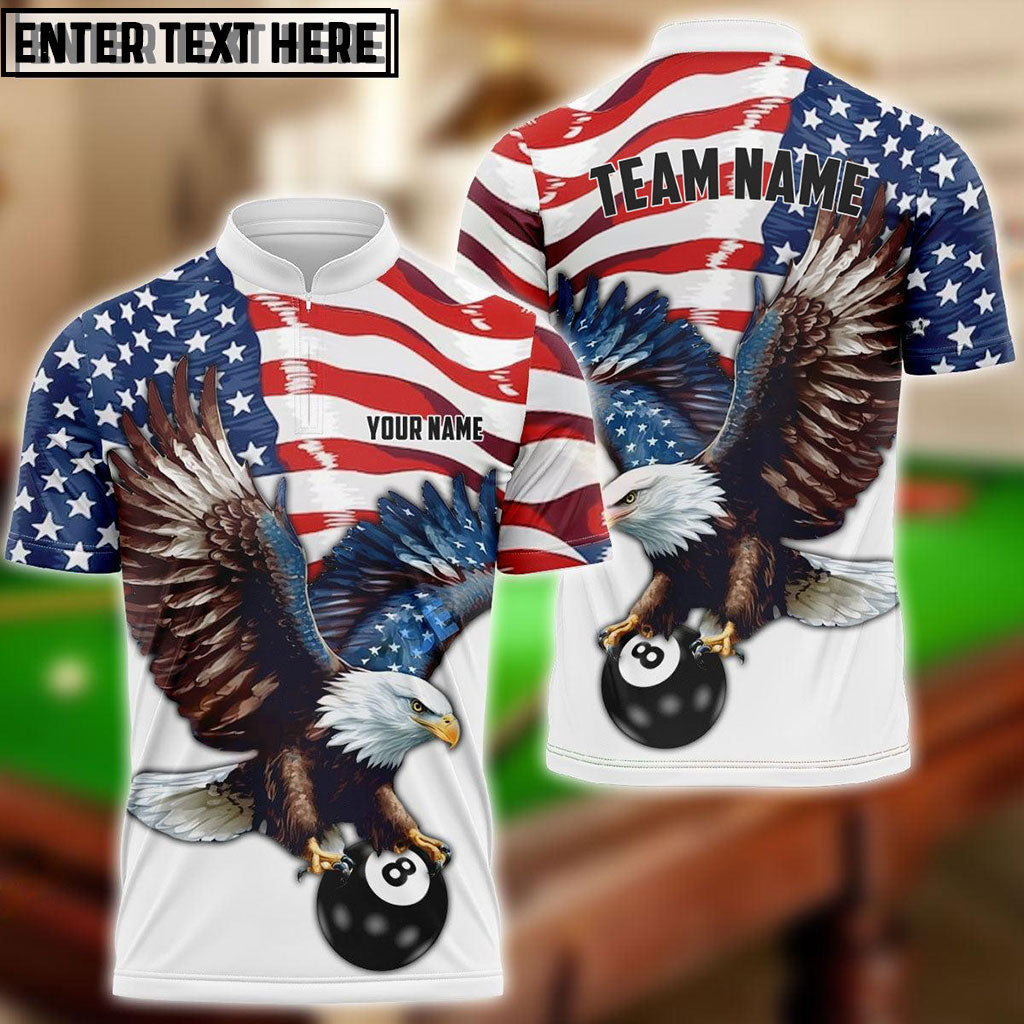 Frenzidea Billiards 8 Ball Eagle US Flag Retro Personalized Name, Team Name Unisex Shirt