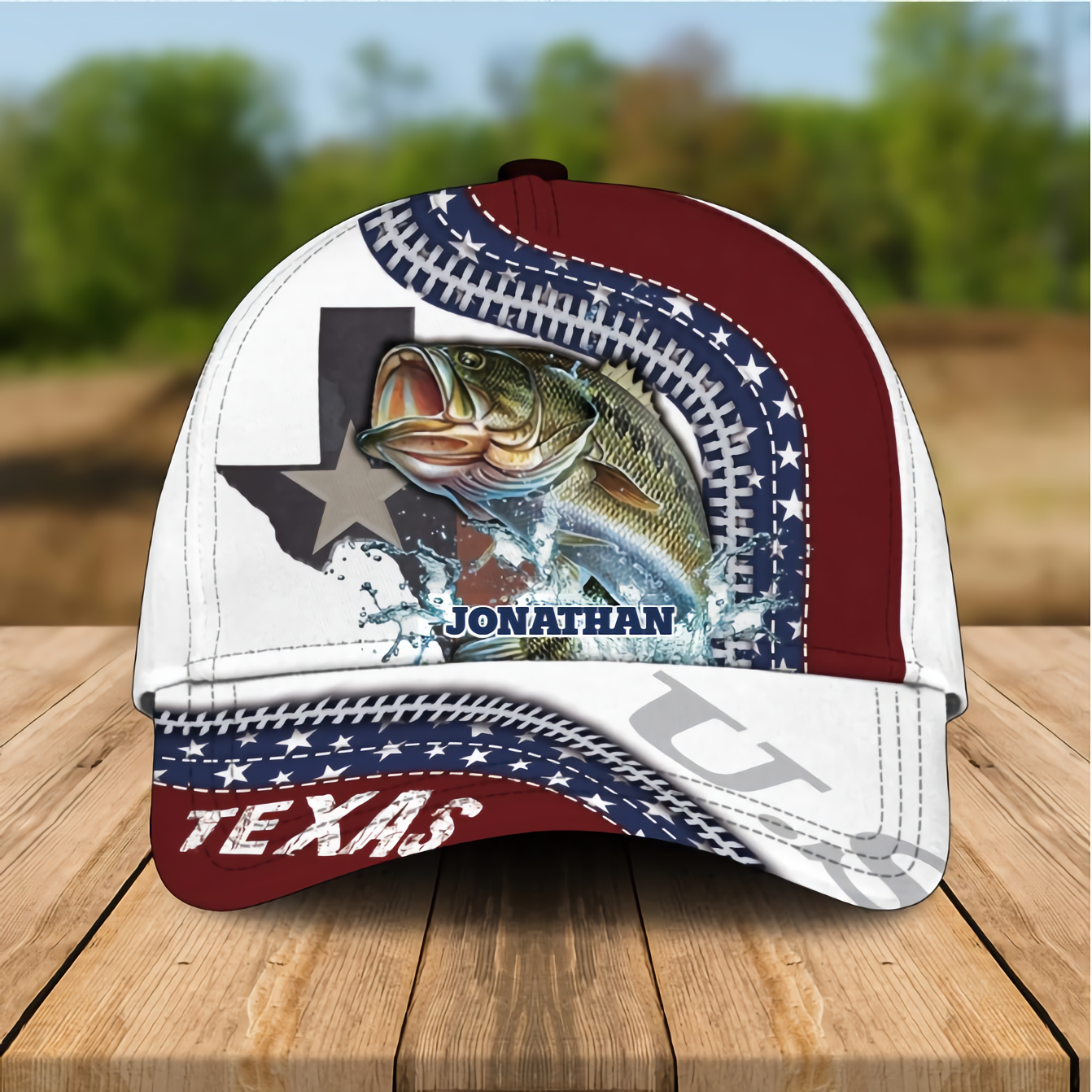 Frenzidea Personalized Texas Fishing US Cap