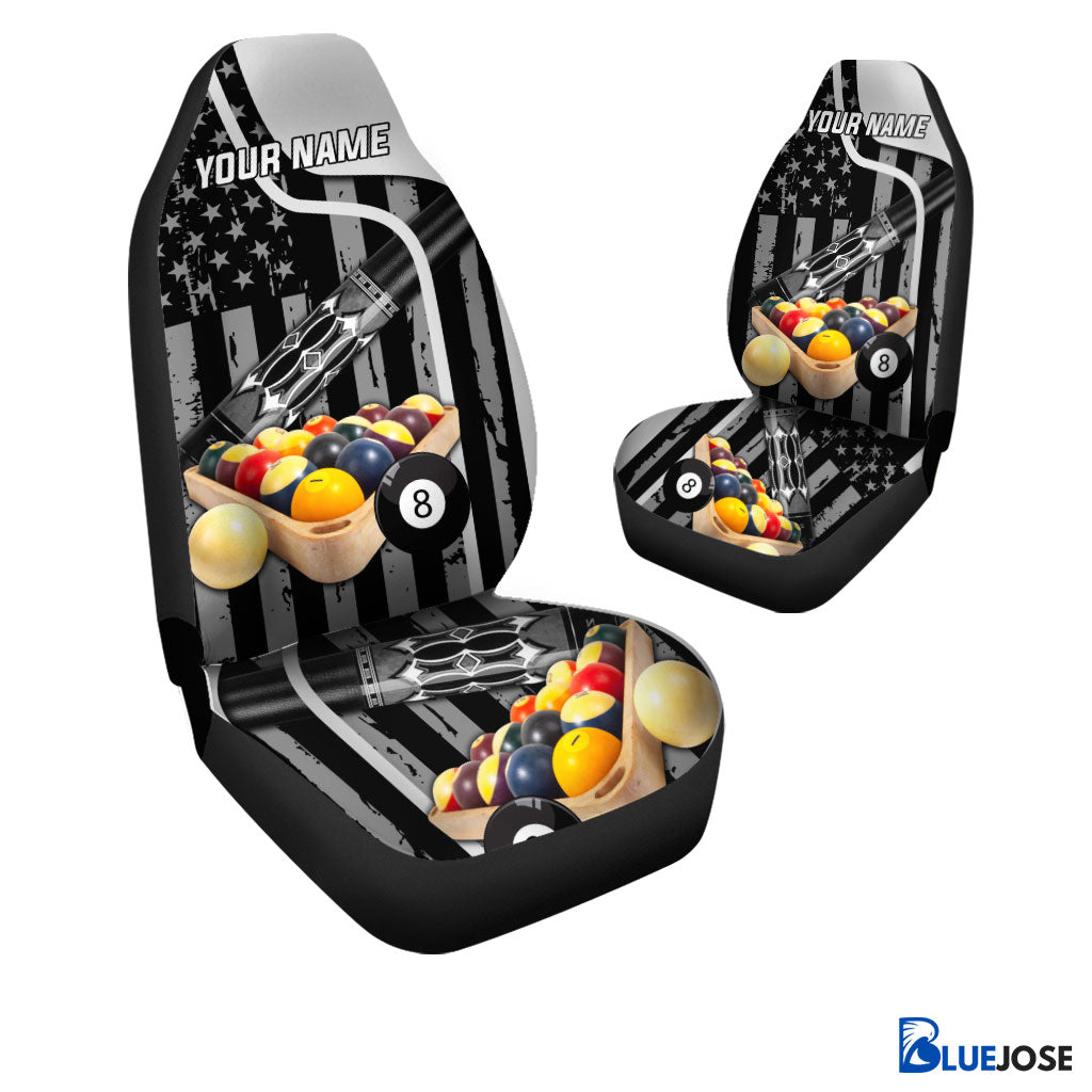 Frenzidea 8 Ball Billiard Flag Personalized Name Car Seat Covers (2Pcs)
