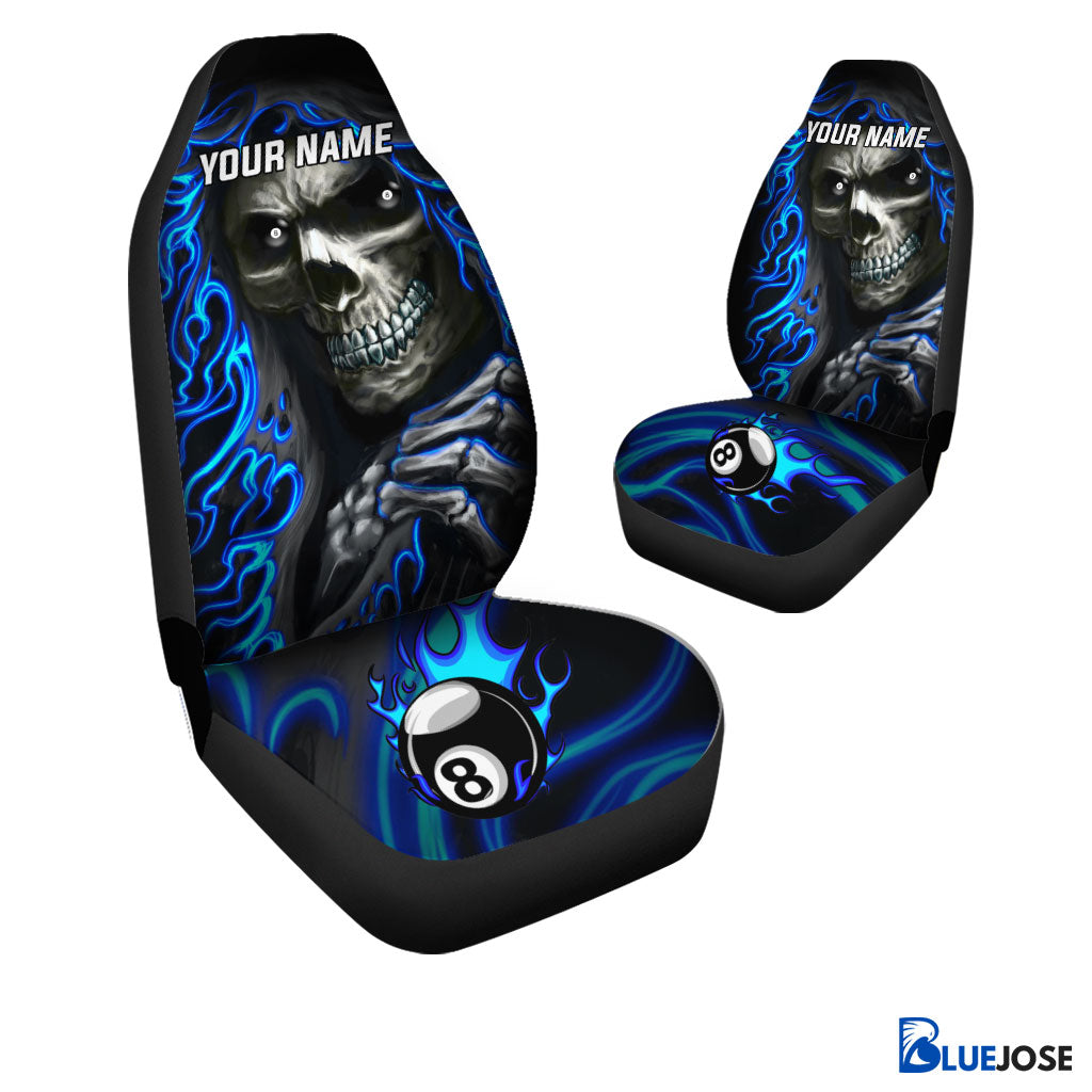 Frenzidea 8 Ball Skull Billiard Personalized Name Car Seat Covers (2Pcs)