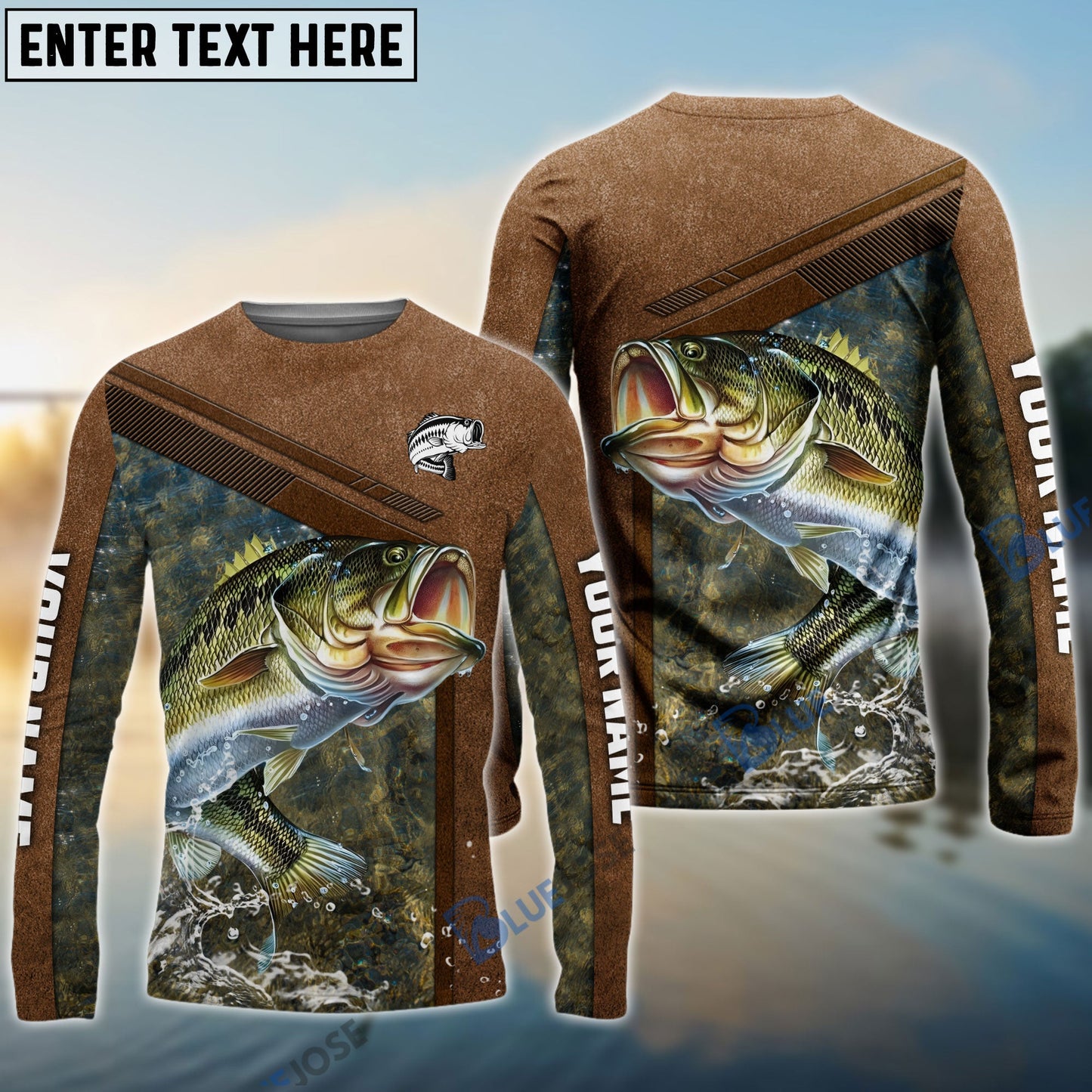 Frenzidea Bass Fishing Leather Pattern Personalized Shirt