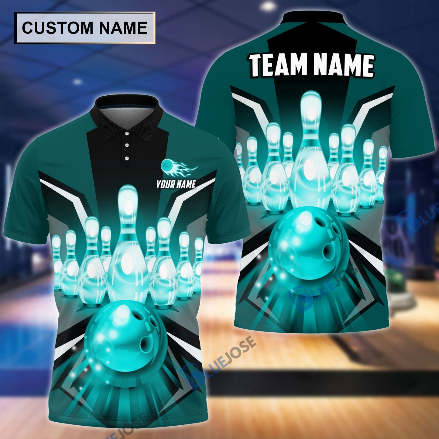 Frenzideas Tornado Pattern Bowling And Pins Personalized Name Team Name 3D Shirt