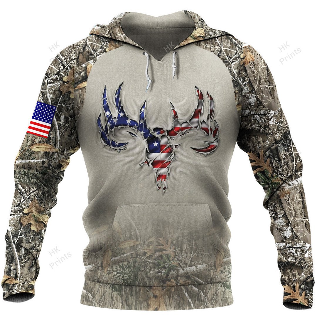 Frenzidea Ripped Deer American Flag Camouflage Hunting Apparels