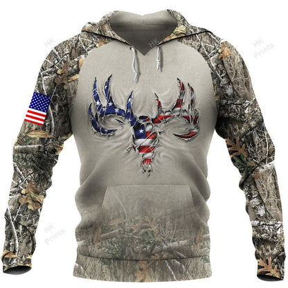 Frenzidea Ripped Deer American Flag Camouflage Hunting Apparels