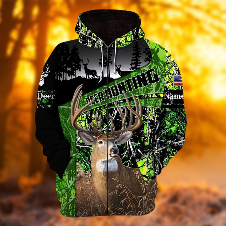 Frenzidea Personalized Name The Uniqe Deer Hunting Hoodie & Zip Hoodie  Multicolor