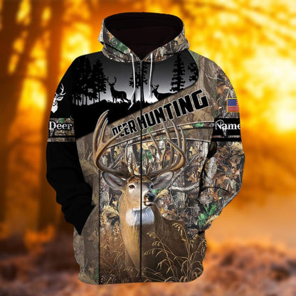 Frenzidea Personalized Name The Uniqe Deer Hunting Hoodie & Zip Hoodie  Multicolor