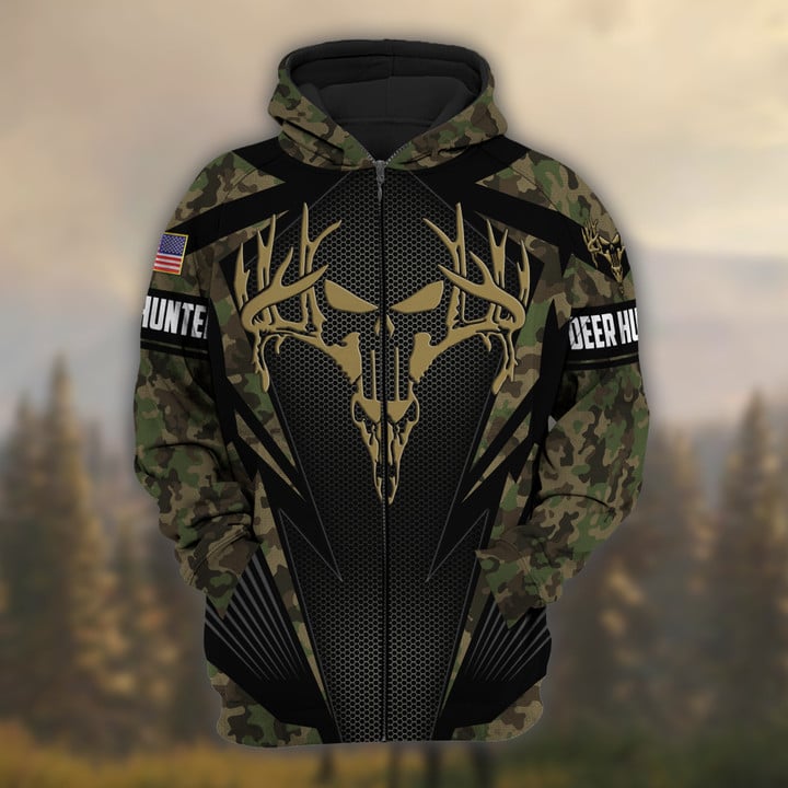 Frenzidea Personalized Name The Best Deer Hunting Hoodie & Zip Hoodie Camo Style  Multicolor