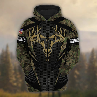 Frenzidea Personalized Name The Best Deer Hunting Hoodie & Zip Hoodie Camo Style  Multicolor