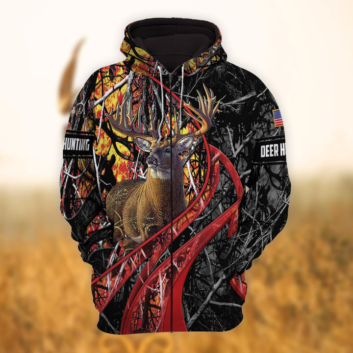 Frenzidea Personalized Name Hunting Hoodie & Zip Hoodie  Multicolor