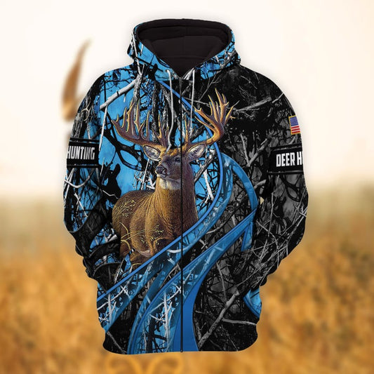 Frenzidea Personalized Name Hunting Hoodie & Zip Hoodie  Multicolor