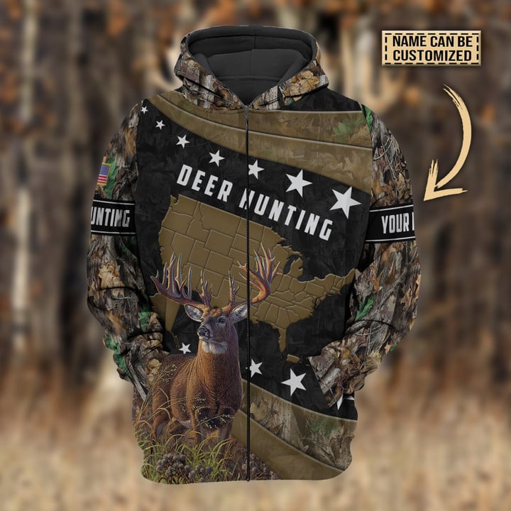 Frenzidea Personalized Name Premium Deer Hunting Hoodie & Zip Hoodie  Multicolor