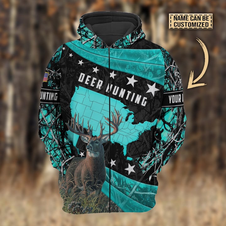 Frenzidea Personalized Name Premium Deer Hunting Hoodie & Zip Hoodie  Multicolor