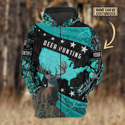 Frenzidea Personalized Name Premium Deer Hunting Hoodie & Zip Hoodie  Multicolor