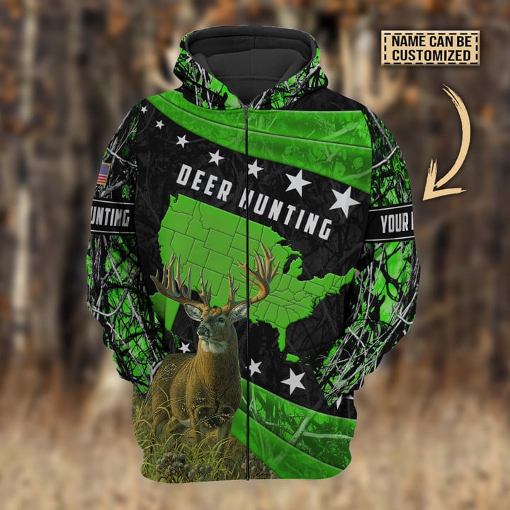 Frenzidea Personalized Name Premium Deer Hunting Hoodie & Zip Hoodie  Multicolor