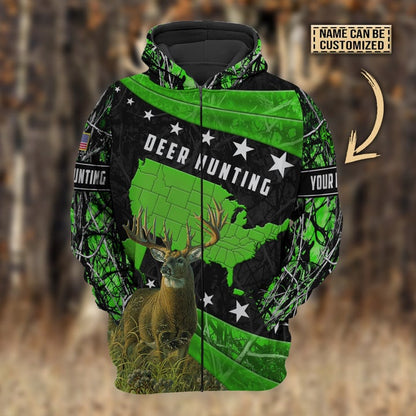 Frenzidea Personalized Name Premium Deer Hunting Hoodie & Zip Hoodie  Multicolor