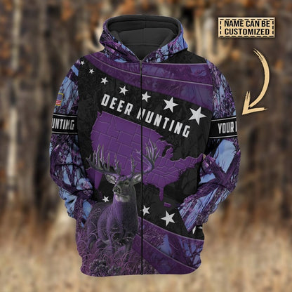 Frenzidea Personalized Name Premium Deer Hunting Hoodie & Zip Hoodie  Multicolor