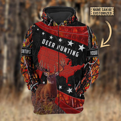 Frenzidea Personalized Name Premium Deer Hunting Hoodie & Zip Hoodie  Multicolor