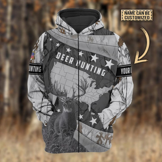 Frenzidea Personalized Name Premium Deer Hunting Hoodie & Zip Hoodie  Multicolor