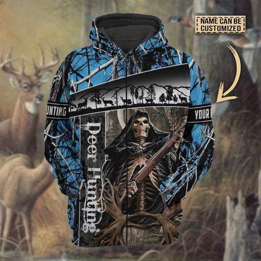 Frenzidea Personalized Name The Death Deer Hunting Hoodie & Zip Hoodie  Multicolor