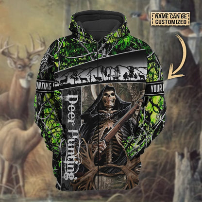 Frenzidea Personalized Name The Death Deer Hunting Hoodie & Zip Hoodie  Multicolor