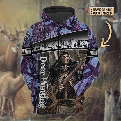 Frenzidea Personalized Name The Death Deer Hunting Hoodie & Zip Hoodie  Multicolor