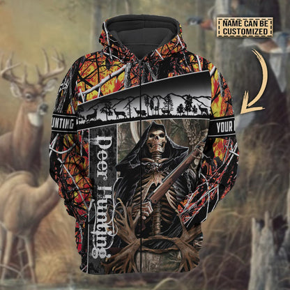 Frenzidea Personalized Name The Death Deer Hunting Hoodie & Zip Hoodie  Multicolor