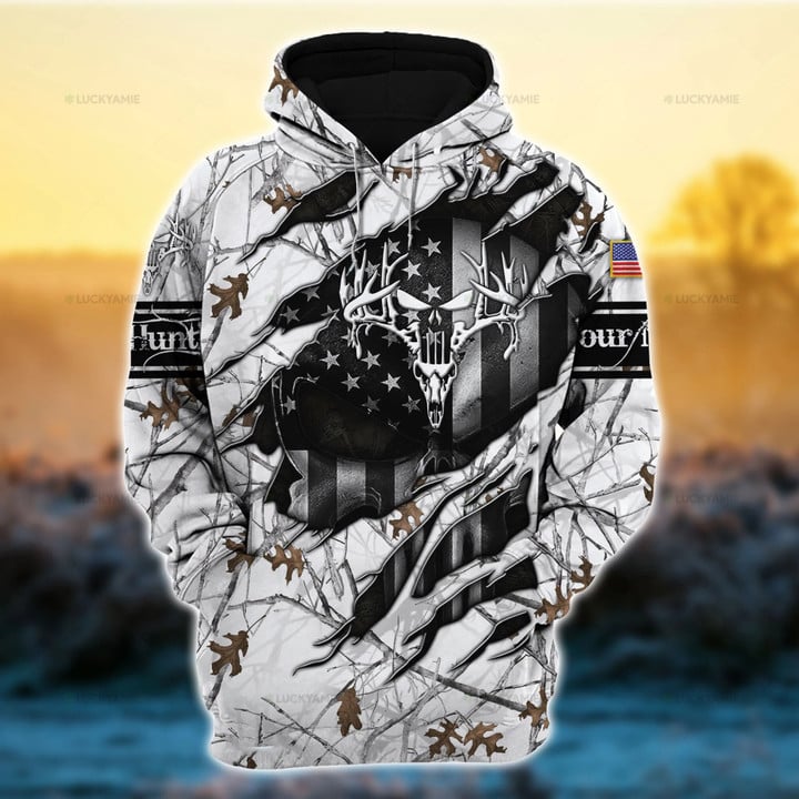 Fest of Armistice Skull Hunting Hoodie & Zip Hoodie Multicolored Camo Personalized