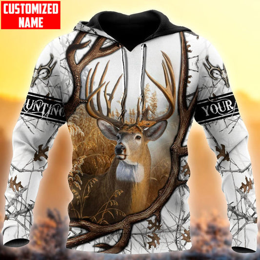 frenzidea Personalized Name Deer Hunting White 3D Shirts