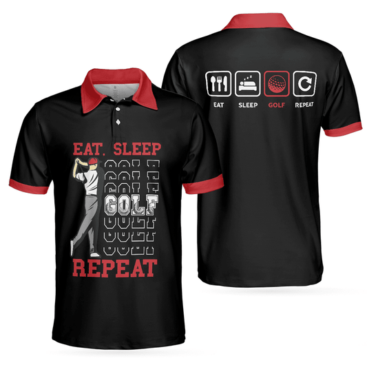 Frenzidea Eat Sleep Golf Repeat Polo Shirt
