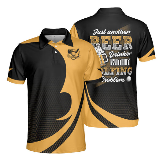 Frenzidea Beer Drinker With Golfing Problem Personalized Name Polo Shirt