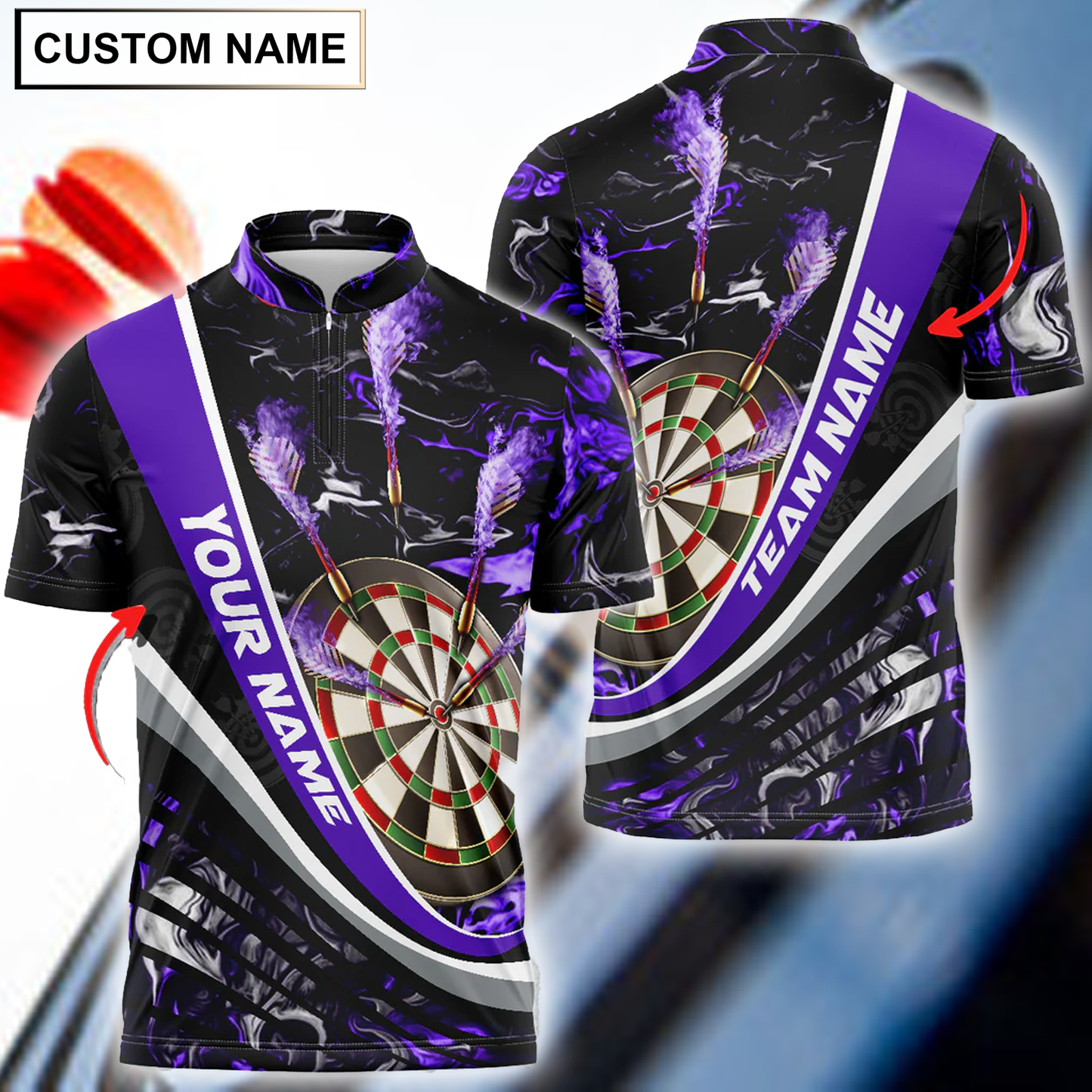 Frenzidea  Flaming Magma Darts Personalized Name, Team Name 3D Shirt (4 Colors)