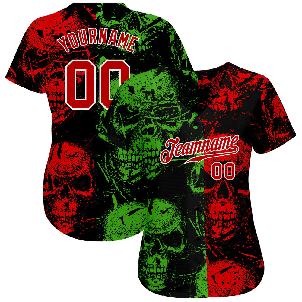 Frenzidea Custom 3D Pattern Halloween Skulls Baseball Jersey