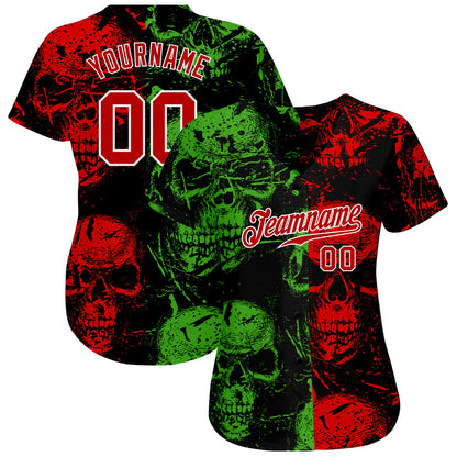 Frenzidea Custom 3D Pattern Halloween Skulls Baseball Jersey