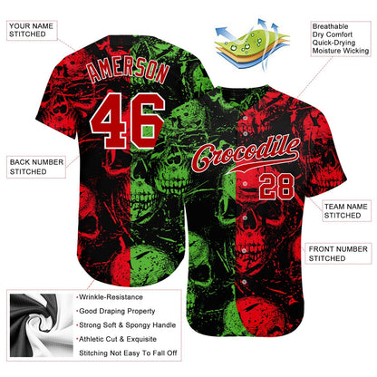 Frenzidea Custom 3D Pattern Halloween Skulls Baseball Jersey